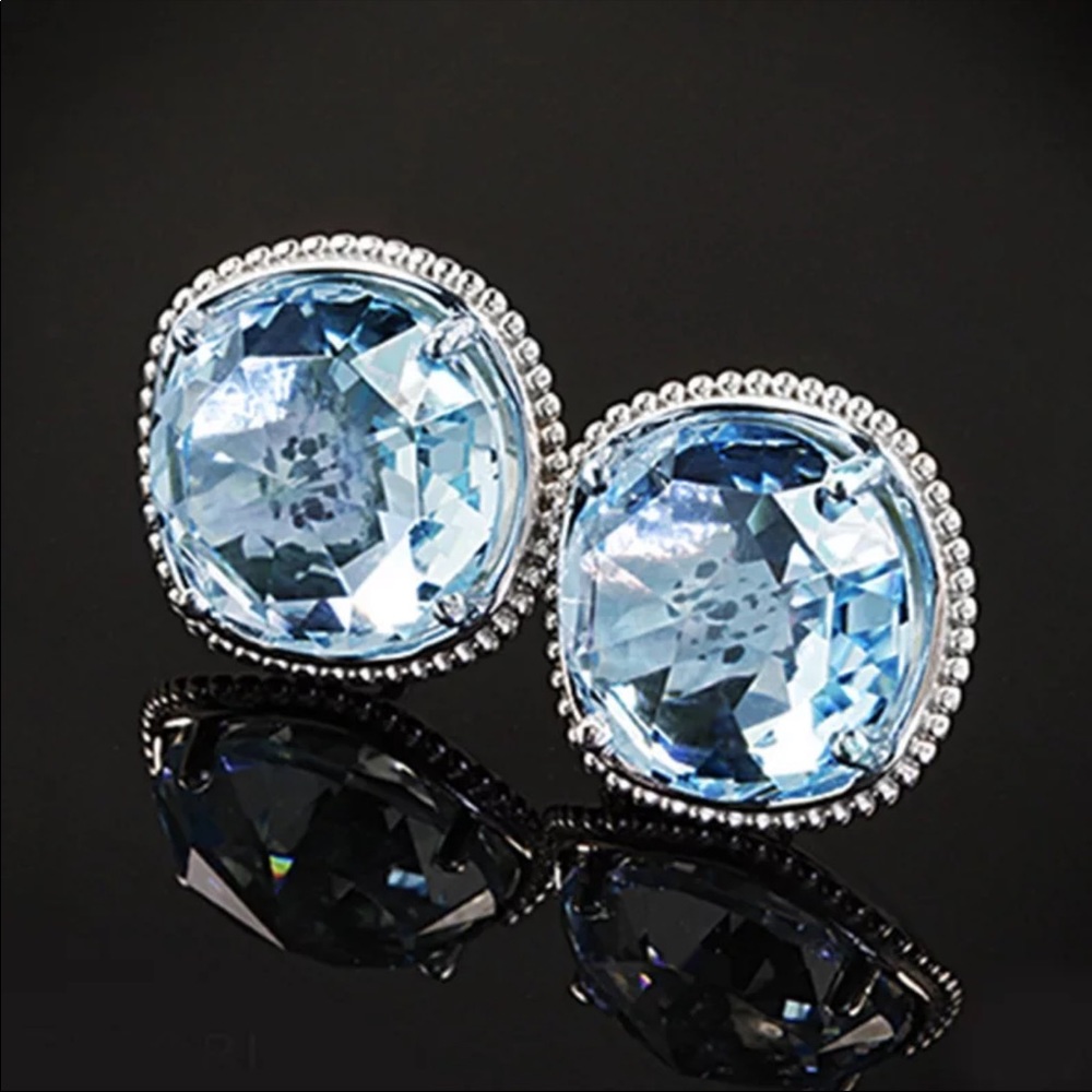 New 925 Silver Beautiful Round Zircon Stud Earrings